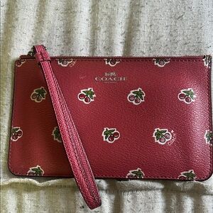 Coach Cherry Print Red Wristlet